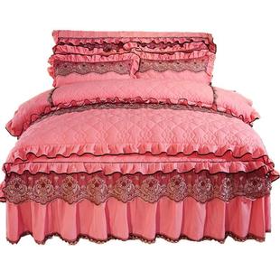 欧式蕾丝床裙四件套加厚床罩床盖，4件套夹棉被套床上用品1.5m1.8米