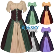 中世纪复古欧美女士礼服哥特式收腰大摆裙蒸汽朋克连衣裙cos服装