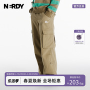 NERDY2023春夏双腰头设计阔腿多口袋工装裤情侣同款休闲长裤