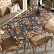 美式餐桌桌垫防水防油防烫免洗皮革桌布，复古花卉长方形轻奢茶几垫