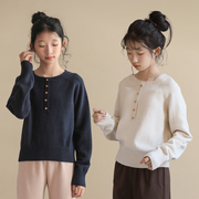 女大童毛衣2023日系童装亲子套头线衫洋气儿童女孩线衣针织衫