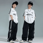 少儿嘻哈街舞儿童潮服套装男女童宽松T恤hiphop炸街舞童装演出服