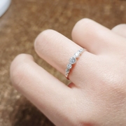 S925纯银18K金高碳钻石戒指女满钻滚珠精镶仿真钻INS指环饰品礼物