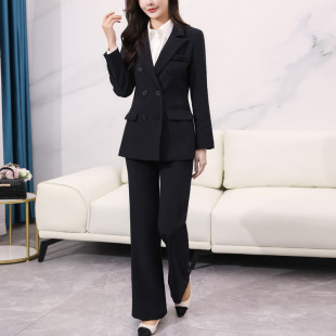 春装大码高端小西装外套，女胖mm修身气质喇叭裤西服套装职业装