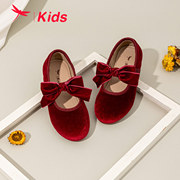 红蜻蜓女童鞋春季舞蹈鞋女孩，软底舒适节日红色，玛丽珍单鞋