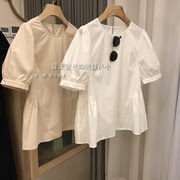 白色短袖t恤女夏季2023年气质高级感泡泡袖娃娃衫上衣衬衫女
