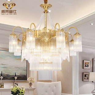 欧式全铜吊灯法式客厅卧室，餐厅水晶灯轻奢别墅，复式楼梯创意铜灯具