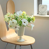奶油色乳白色复古高脚杯摆件客厅法式花器插花高级陶瓷感花瓶