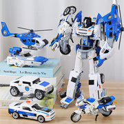 儿童男孩合金变形玩具合体正版，模型汽车机器人，金刚摩托警车五合一