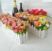 仿真跳兰菊假花绿草塑料，插花束栅栏绢花艺，套装饰品客厅家居摆设件