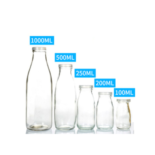 鲜奶瓶牛奶瓶玻璃带盖酸，奶瓶奶吧专用羊奶瓶250ml500ml饮料分装瓶