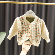 女宝宝洋气毛衣外套婴，儿童秋装韩版1-2岁3女童开衫毛线针织衫