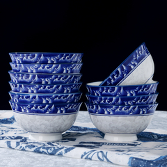 10个家用青花瓷瓷碗碗米饭碗