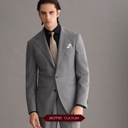 AC130支纯羊毛意式单排半麻衬定制商务西服套装男士休闲结婚正装