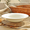 纯白骨瓷北欧家用陶瓷加深沙拉，意面西餐草帽，盘9英寸汤盘创意菜盘