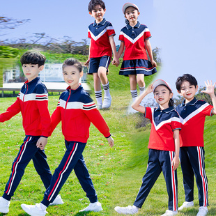 2023中小学生校服红色套装春秋，运动会班服幼儿，园园服二三件套