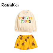 MiniRodini 儿童套头圆领长袖毛衫搭配女童黄色短裙丨RollingKids