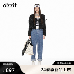 dzzit地素牛仔裤2024春雪花，满印logo俏皮少女，甜美感女