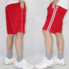 红色一条白杠五分裤男女校服裤子运动短裤薄款初中小学生二道白条