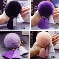 韩国创意流苏钥匙扣链男士女式包包，汽车钥匙链獭，兔毛绒球挂件挂饰