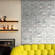 卫生间拉丝马赛克瓷砖背景墙面砖自粘正方形背胶不锈钢镜金属餐厅