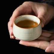 米黄汝窑主人杯，家用陶瓷茶杯个人专用单杯品茗杯功夫茶具单个茶碗
