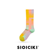 SIOICIKI设计师品牌ins文艺风情侣棉质几何渐变彩色艺术袜子