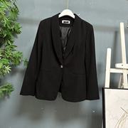 大牌时尚女装高品质黑色纽扣，v领带肩垫长袖，通勤职业西装外套1028