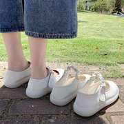 护士鞋女白色圆头珍珠工作小白，鞋牛筋软底舒适透气不累脚平底单鞋
