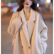 双面羊绒大衣高级2023秋冬长款宽松显瘦遮肚羊毛呢外套女反季