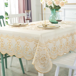 pvc餐桌布防水防油免洗防烫桌垫蕾丝长方形塑料茶几桌布家用台布