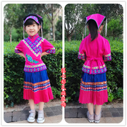彝族女装尖角彝族亲子，款套装服饰少数民族，时尚儿童表演服