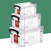 零食收纳箱透明塑料收纳盒筐家用有盖玩具整理箱小号学生储物盒子