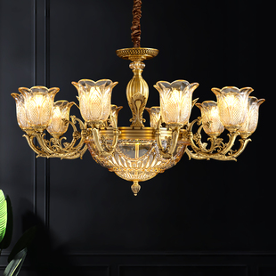 澳米欧式全铜吊灯吸顶两用灯，客厅卧室美式餐厅，全铜大气铜吊灯