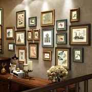 实木美式照片墙相框墙组合免打孔客厅沙发餐厅创意复古挂墙装