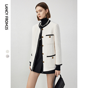 朗姿法式羊毛小香风高级感气质女2024年春季设计感时尚短外套