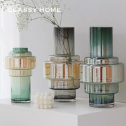 直供欧式创意渐变色摆件现代简约家居客厅装饰插花玻璃花瓶