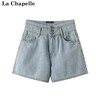拉夏贝尔/La Chapelle夏季重工钉珠休闲高腰显瘦牛仔短裤热裤
