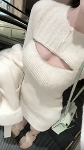 韩国奶FuFu胸前拉链可拉开2.0版本～温柔软糯仿水貂绒长袖连衣裙