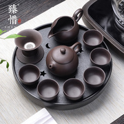 黑陶瓷汝窑紫砂干泡茶盘功夫，茶具套装家用简约小日式茶杯茶壶