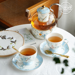 英式下午茶具水果茶壶，轻奢精致高档咖啡杯，蜡烛加热茶杯套装花茶壶