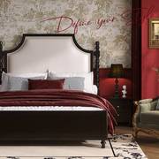 高档美式实木床黑色轻奢现代简约1.5米1.8双人床法式复古婚床软包