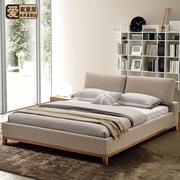 现代北欧布艺床可拆洗1.8米双人床实木床小户型布床卧室婚床软床