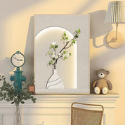 奶油风客厅装饰画，现代简约绿植挂画小清新沙发，背景墙挂画落地摆画