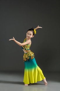 儿童傣族舞蹈演出服装，表演服鱼尾练功裙女成人剧目考级艺考孔雀舞