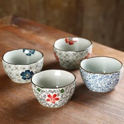 日式和风复古方形米饭碗家用吃饭喝汤小碗2024釉下彩陶瓷餐具