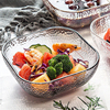 方形水晶玻璃碗沙拉水果盘，高颜值盘子正方形，透明高级感四方果盘小