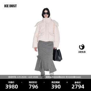 ICEDUST 小众绵羊毛连帽立体大口袋设计感保暖面包羽绒服外套女士