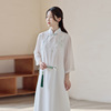 春夏季女装中式国风复古改良旗袍白色连衣裙茶人服汉服禅舞服