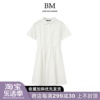 bmfashion夏bm娃娃领衬衫，连衣裙女法式复古束腰显瘦系带长裙